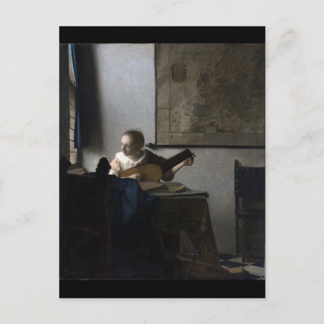 Woman with a Lute by Johannes Vermeer Postcard (Front)