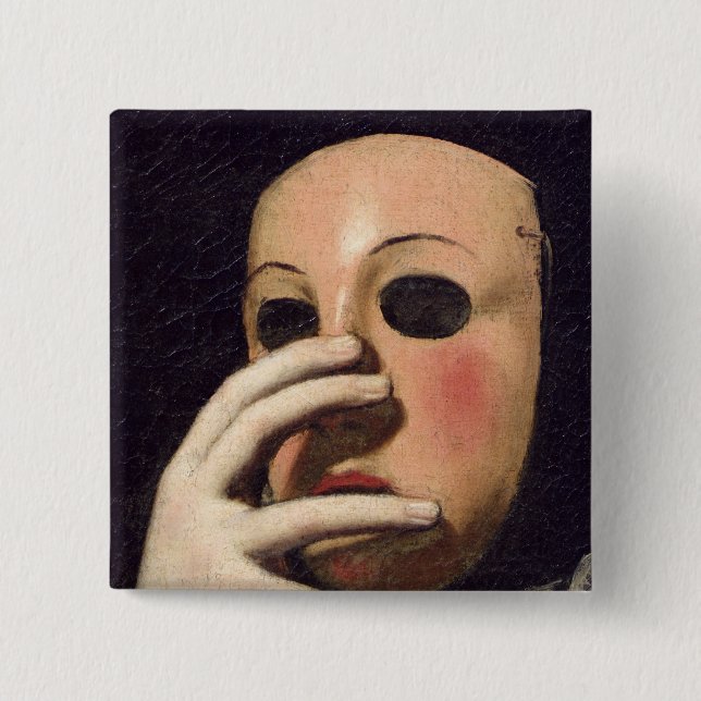 Woman with a Mask 15 Cm Square Badge (Front)
