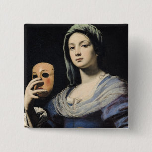 Woman with a Mask 2 15 Cm Square Badge