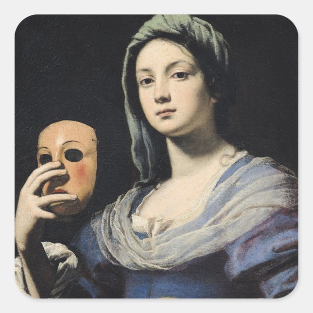 Woman with a Mask 2 Square Sticker (Front)
