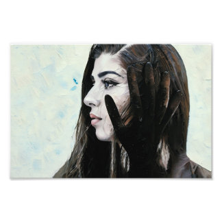 Woman with a Mysterious Black Hand Overlay Photo Print