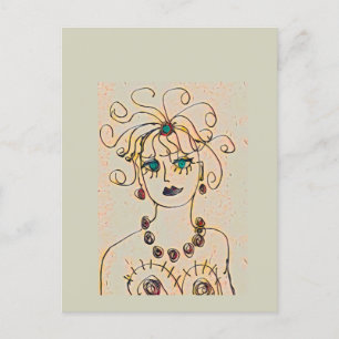 Woman with a necklace postcard