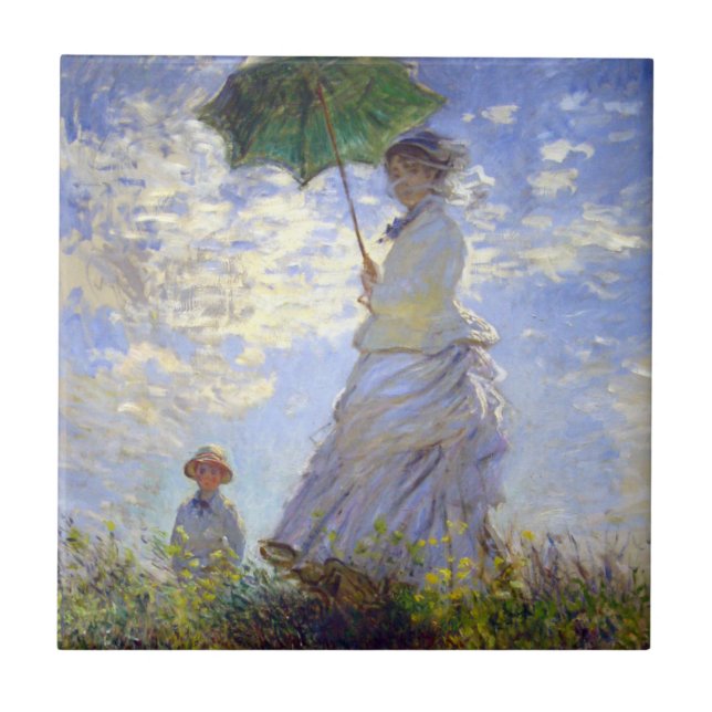 Woman with a Parasol by Claude Monet Ceramic Tile (Front)