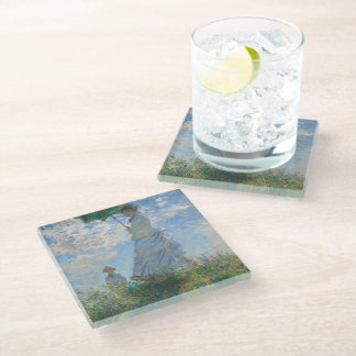 Woman with a Parasol by Claude Monet Glass Coaster