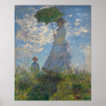 Woman with a Parasol by Claude Monet Poster<br><div class="desc">Artist: Claude Monet
Title: Woman with a Parasol
Date: 1875
Madame Monet and Her Son taking a stroll. 
Sometimes known as The Stroll</div>