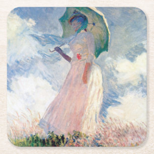 Woman with a Parasol, Claude Monet, 1886 Square Paper Coaster