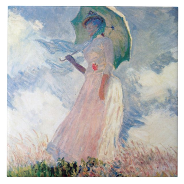 Woman with a Parasol, Claude Monet Ceramic Tile (Front)