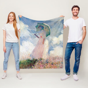 Woman with a Parasol, Claude Monet Fleece Blanket