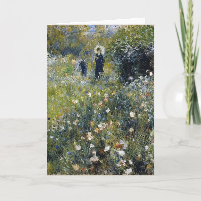 Woman with a Parasol in a Garden by Auguste Renoir Card (Front)