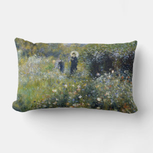 Woman with a Parasol in a Garden by Auguste Renoir Lumbar Cushion