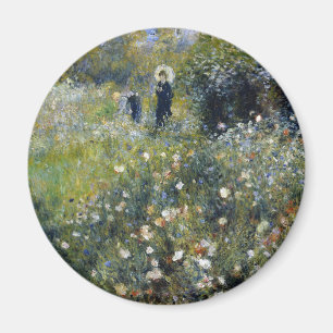 Woman with a Parasol in a Garden by Auguste Renoir Magnet