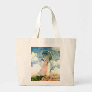 Woman with a Parasol Large Tote Bag