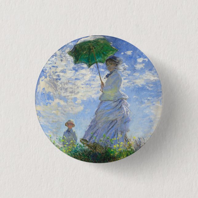 Woman with a Parasol, Madame Monet and Her Son 3 Cm Round Badge (Front)