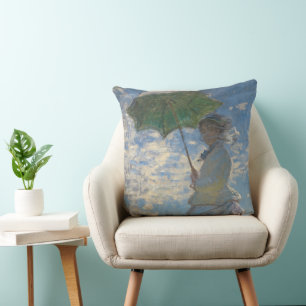Woman with a Parasol - Madame Monet and Her Son Cushion