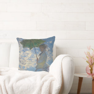 Woman with a Parasol - Madame Monet and Her Son Cushion