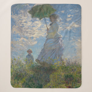 Woman with a Parasol - Madame Monet and Her Son Sherpa Blanket