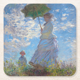 Woman with a Parasol, Monet Square Paper Coaster