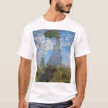 Woman with a Parasol, Monet T-Shirt<br><div class="desc">Oscar-Claude Monet (14 November 1840 – 5 December 1926) was a French painter, a founder of French Impressionist painting and the most consistent and prolific practitioner of the movement's philosophy of expressing one's perceptions before nature, especially as applied to plein air landscape painting. The term ""Impressionism"" is derived from the...</div>