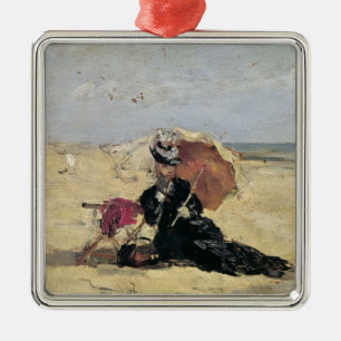 Woman with a Parasol on the Beach, 1880 Metal Ornament