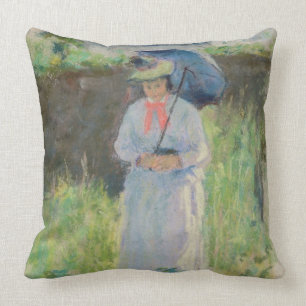 Woman with a Parasol (pastel on paper) Cushion