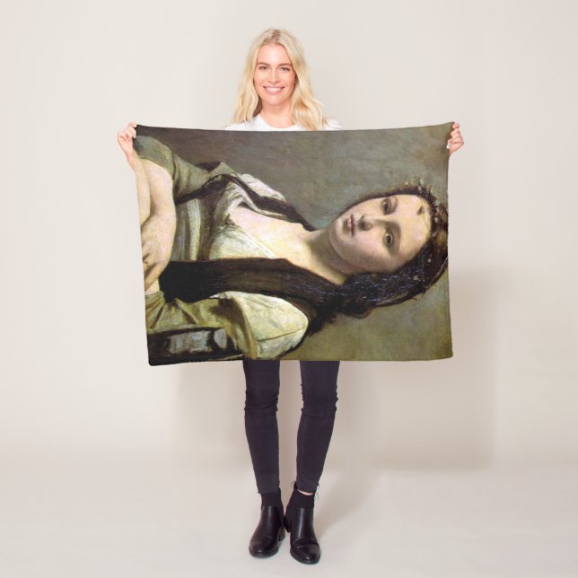 Woman with a Pearl, Camille Corot, 1868-1870 Fleece Blanket (In Situ)