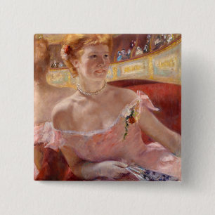 Woman with a Pearl Necklace (by Mary Cassatt) 15 Cm Square Badge