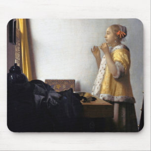 Woman with a Pearl Necklace, Johannes Vermeer Mouse Pad