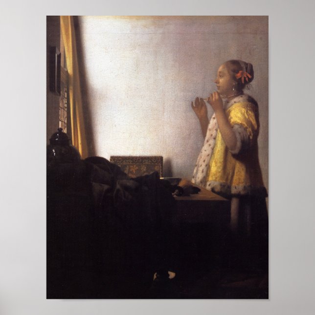 Woman with a Pearl Necklace Poster (Front)