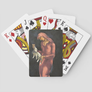 Woman with a Rabbit Playing Cards