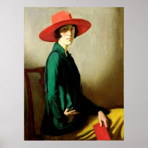 Woman with a Red Hat Poster