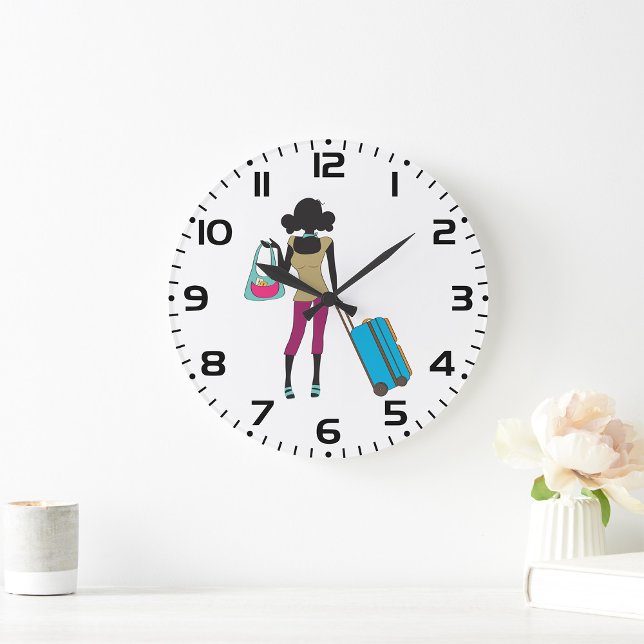 Woman With A Suitcase Large Clock (Creator Uploaded)