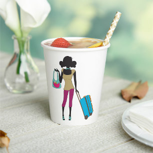 Woman With A Suitcase Paper Cups