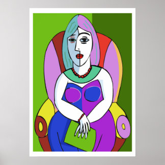 Woman With A Tablet Poster