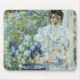 Woman with a Vase of Irises Mouse Pad
