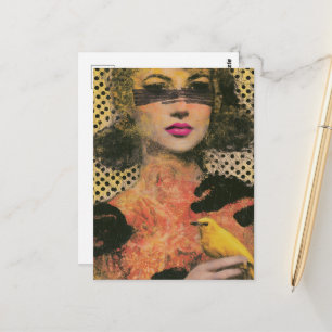 Woman With a Yellow Bird Postcard
