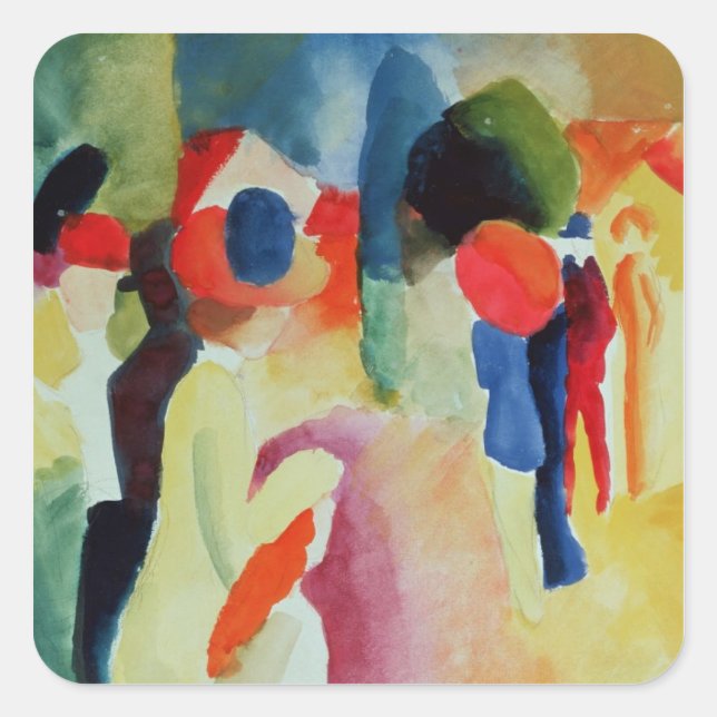 Woman with a Yellow Jacket, 1913 Square Sticker (Front)