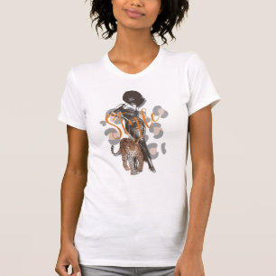 Woman with Afro & leopard T-Shirt