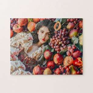 Woman with apples and grapes jigsaw puzzle