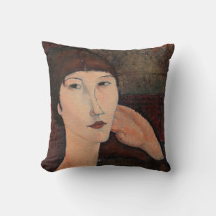 Woman with Bangs hair by Amedeo Modigliani Cushion