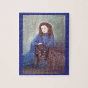 Woman with Black Panther Jigsaw Puzzle