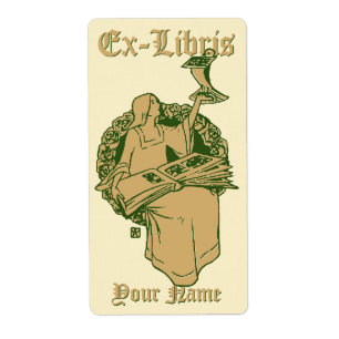 Woman With Book & Bird Ex Libris Template