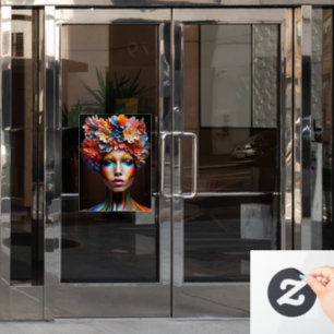 Woman with bright make-up and flowers crown