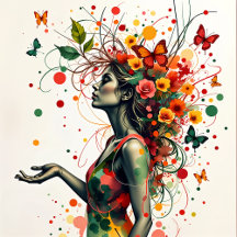Woman with butterflies and flowers (1 of 4)