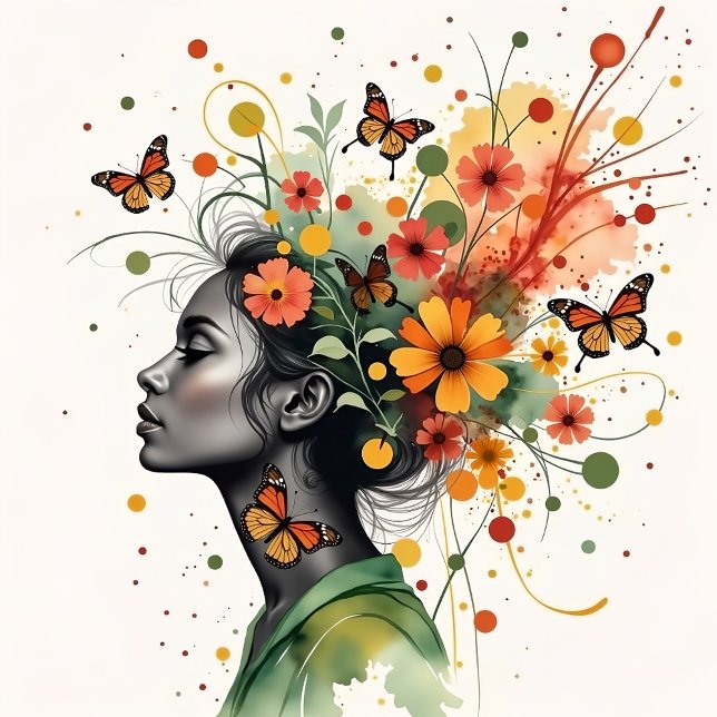 Woman with butterflies and flowers (3 of 4) photo print (Creator Uploaded)