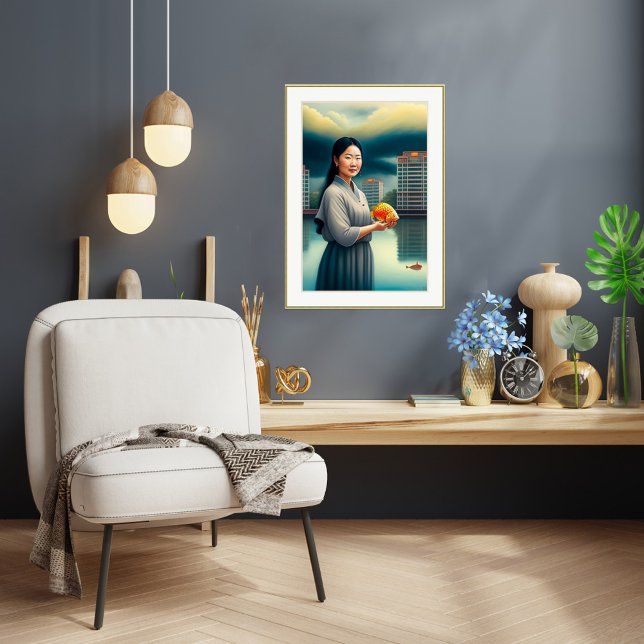 Woman With Carp - Canvas Art Print (Creator Uploaded)