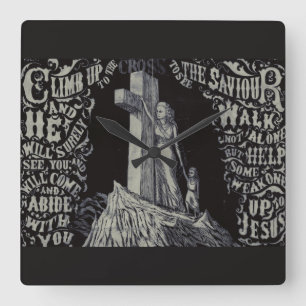 Woman with Child and Cross The Sanctuary of Love Square Wall Clock