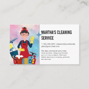 Woman with Cleaning Tools House Cleaning Business Card
