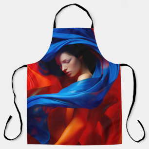 Woman with Cobalt Blue Veil on Orange background Apron