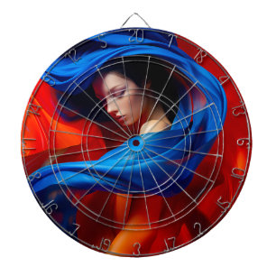 Woman with Cobalt Blue Veil on Orange background  Dartboard