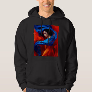Woman with Cobalt Blue Veil on Orange background Hoodie